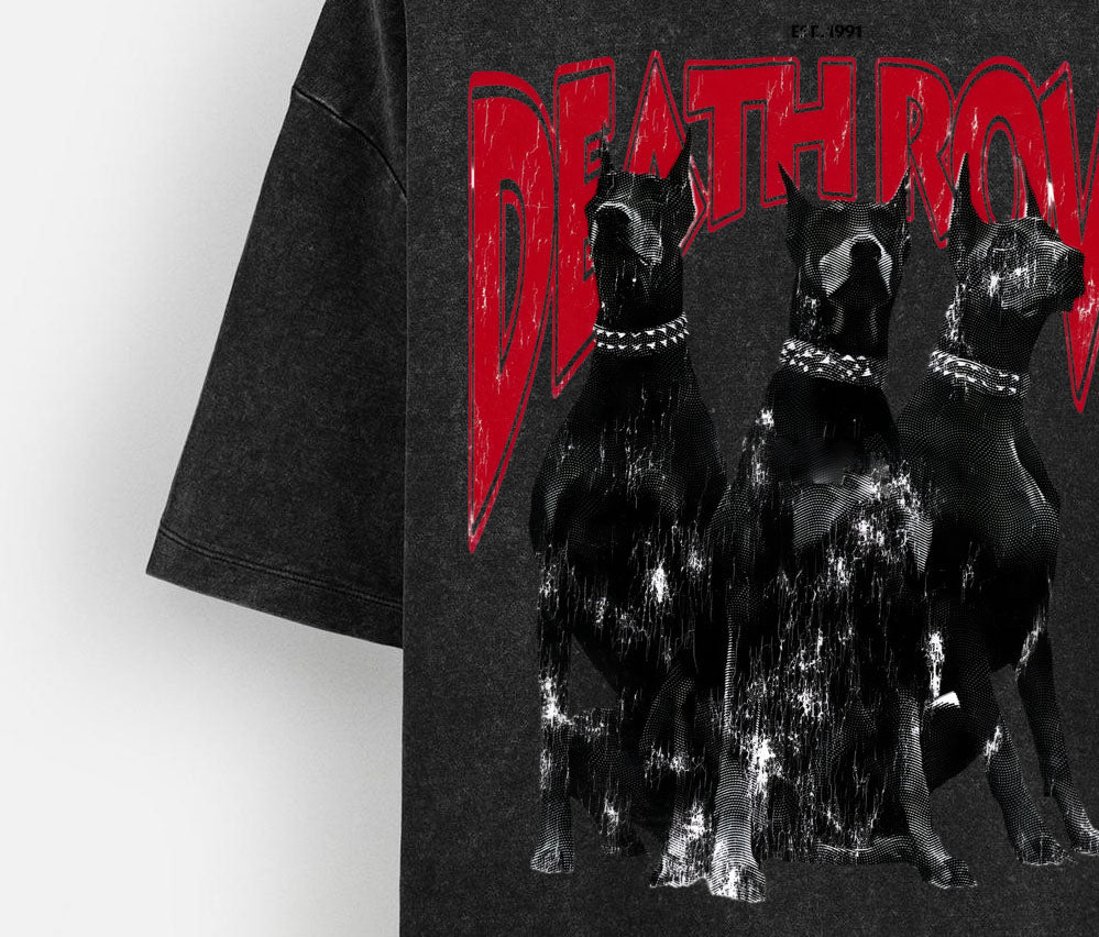 Deathrow- Acid Wash Oversized Tee