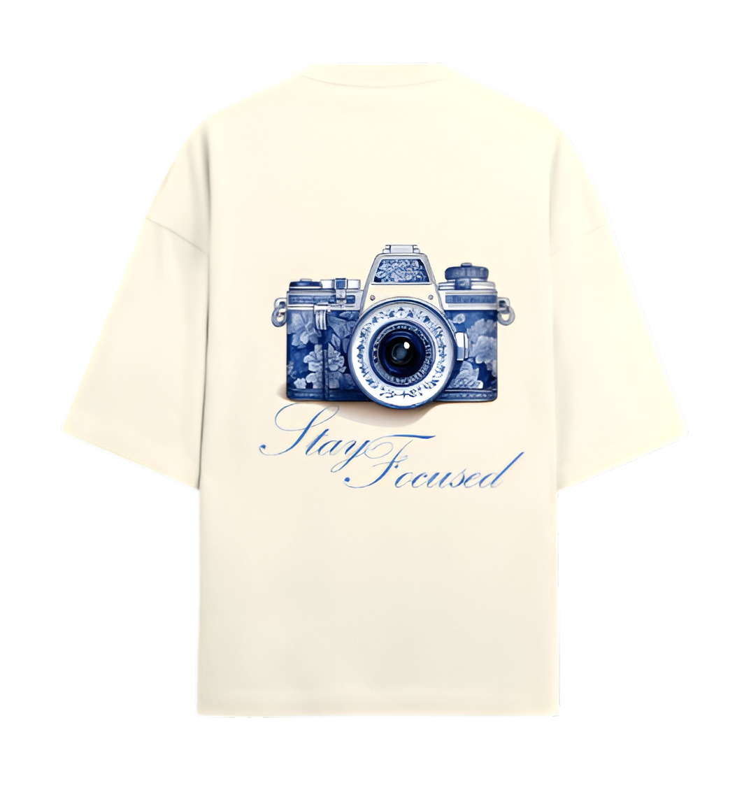 Stay Focused- Off White Terry Oversized Shirt