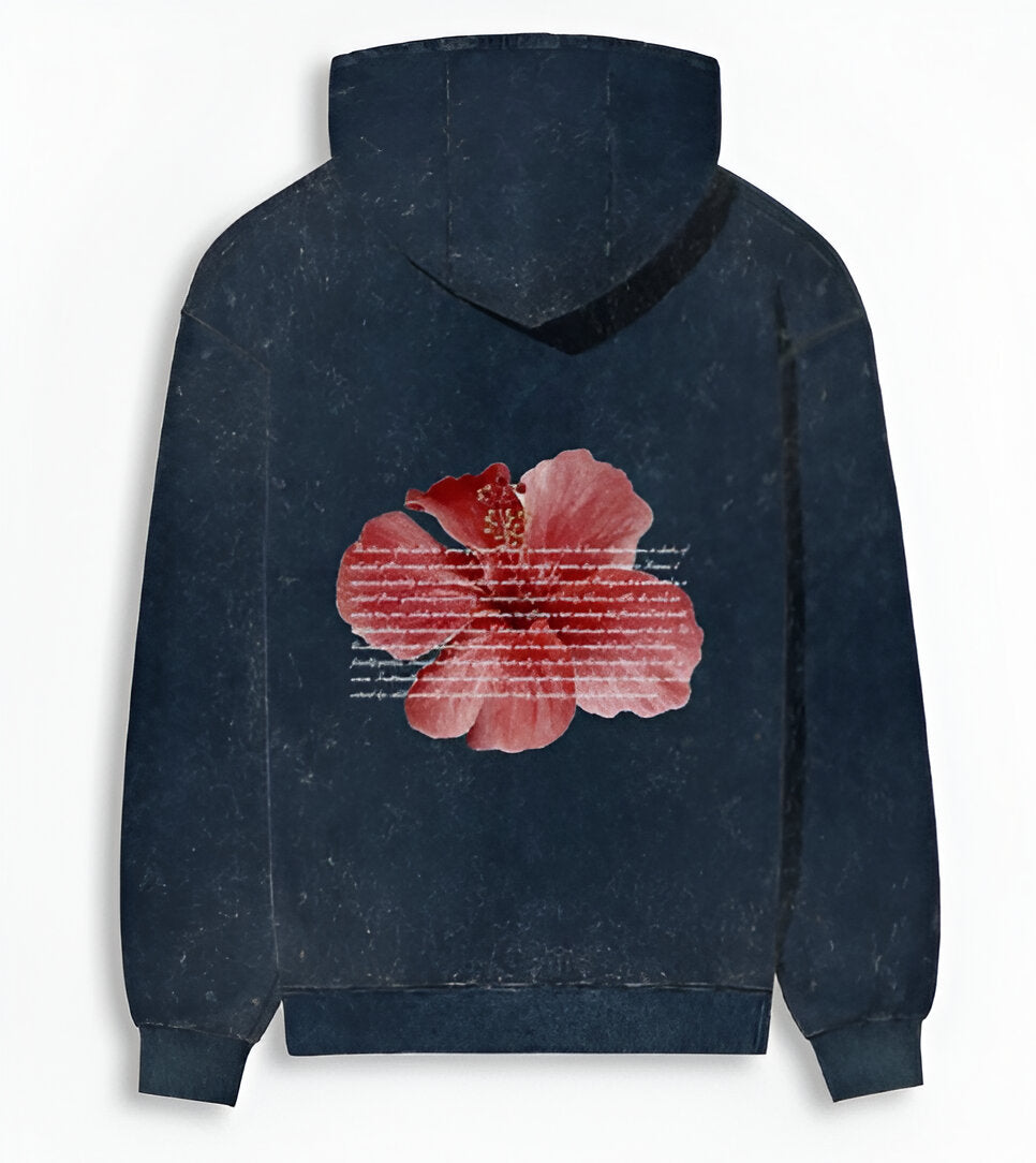 Hibiscus Bloom- Acid Washed Hoodie