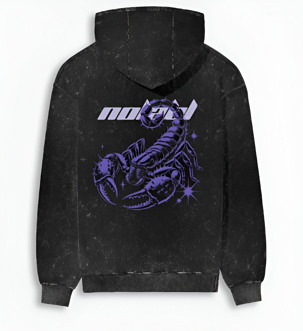 Midnight Sting Black Acid Washed Hoodie