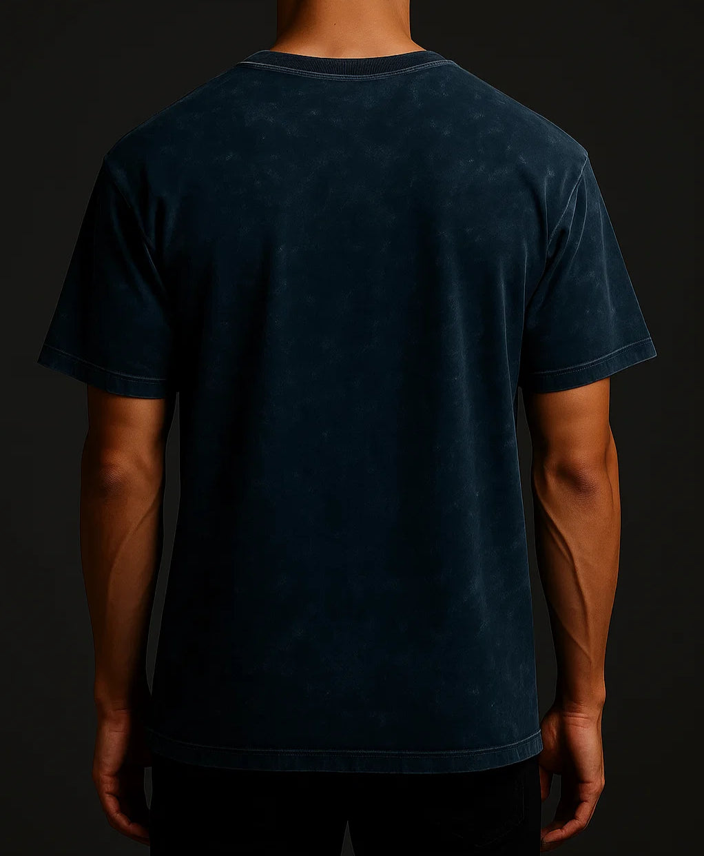 Plain Acid Washed Oversized Tee - Blue