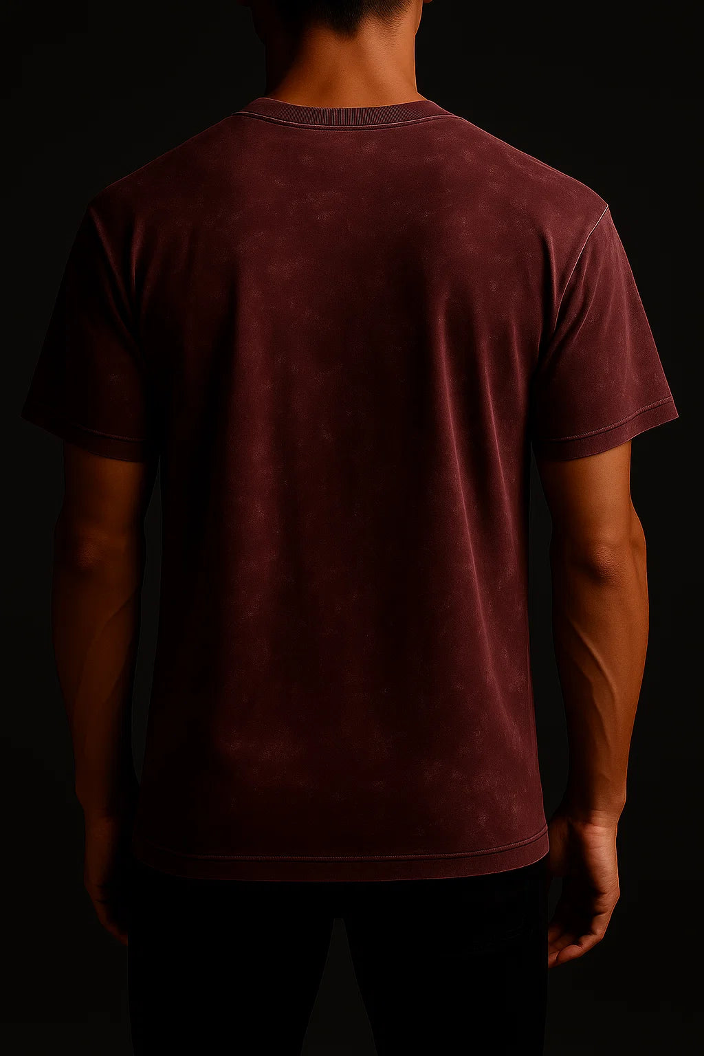 Plain Acid Washed Oversized Tee- Maroon